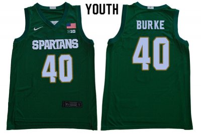 Youth Michigan State Spartans NCAA #40 Braden Burke Green Authentic Nike 2020 Stitched College Basketball Jersey HK32X56OV